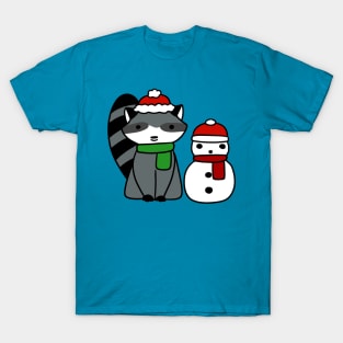 Raccoon and Snowman T-Shirt